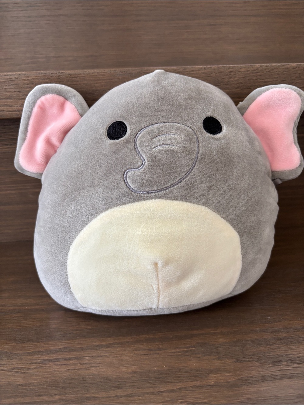 Squishmallows Gray Elephant Plush Pillow with Pink Ears